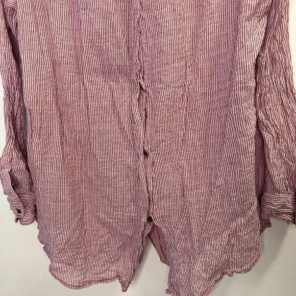Free People No Limits Red Stripe Long Sleeve Button Up Size XS - Picture 3 of 6